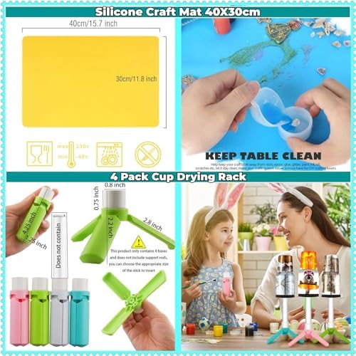 LFSUM 4 Arm Cup Turner for Crafts Tumbler,Multi Tumbler Spinner Machine Kit,Tumbler Turner DIY Glitter Epoxy Resin Tumblers (4X-Cup-Blue) - Image 3