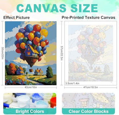 Paint by Numbers Kit for Adults, Balloon House Number Painting, 16x20 Inch - Image 3