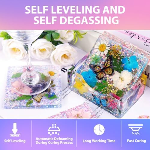 Pnente Artist-Grade Epoxy Resin – Self-Leveling, Zero Bubbles & 5-Year UV Guard for River Tables, Jewelry, Resin Art – Beginner-Friendly 1:1 Mix, Non-Toxic & Non-Yellowing (2 Gallon) - Image 3