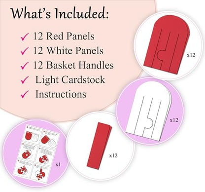 12 DIY Danish Heart Baskets. 4x4 Checkered Pattern with Central Heart. Precut and Ready to Use, No Tools Needed. Traditional Weaving Paper Craft to Make Julehjerter. for Expert Crafters Only - Image 3