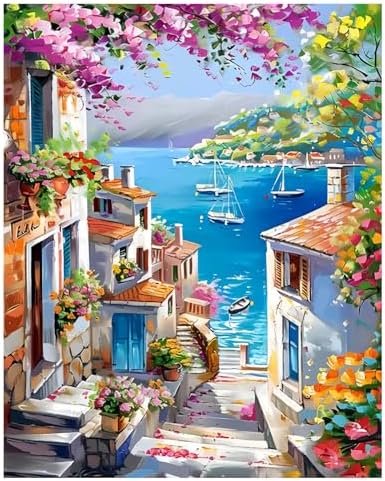 xcemhil Landscape Paint by Numbers Kit for Adults Beginner, Landscape Paint by Numbers for Adult, Acrylic Paint by Number Kits Suitable for Home Wall Art Decor Gifts 16x20 Inch by Unknown