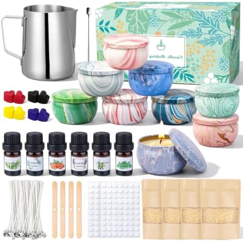 SUPERSUN Candle Making Kit for Adults, DIY Candle Making Supplies for Adults, Beginners, Include Beeswax, Candle Tins, Wicks, Essential Oils, Dyes, DIY Candle Making Set Gift for Christmas by SUPERSUN