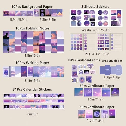 YagCu Scrapbook Kit for Beginners, Aesthetic Junk Journal Supplies, Scrapbooking and Journaling Materials, Bullet Journals Stationery, Planner DIY Arts Craft, Women Adults - Image 3