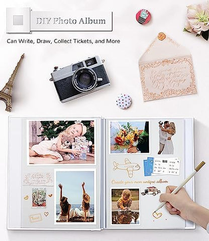 Artfeel Photo Album Self Adhesive Scrapbook Album for 3x5 4x6 5x7 8x10 Pictures, 60 Pages Linen Cover with Display Window DIY Photo Book,Ideal Gifts for Family Travel Wedding Baby - Image 4
