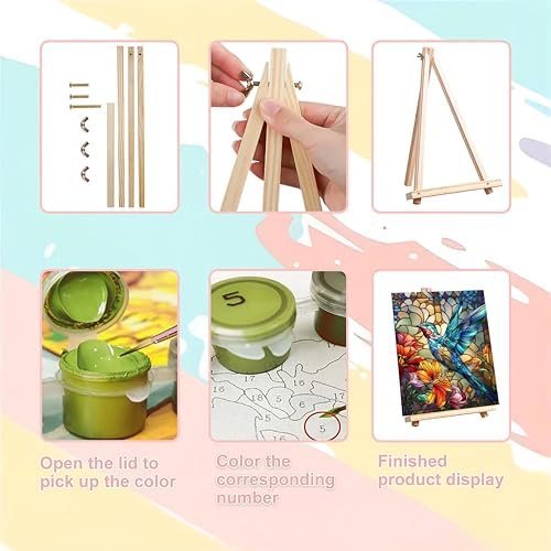 Hummingbird Paint by Numbers for Adults with Framed Canvas - Wooden Easel - Image 6