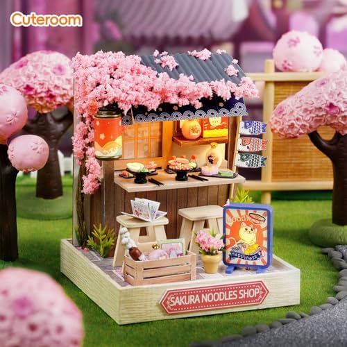 CUTEROOM DIY Doll House Miniature Furniture Wooden House Kit with Dust Cover & LED Light and Accessories - New Three Styles QT Series Dollhouse (QT041) - Image 6