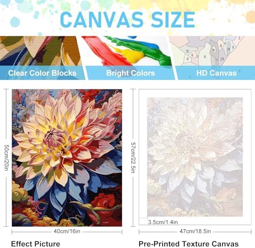 Paint by Numbers Kit for Adults, Flowers DIY Acrylic Canvas Painting Set - Image 3