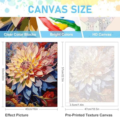 Paint by Numbers Kit for Adults, Flowers DIY Acrylic Canvas Painting Set - Image 3
