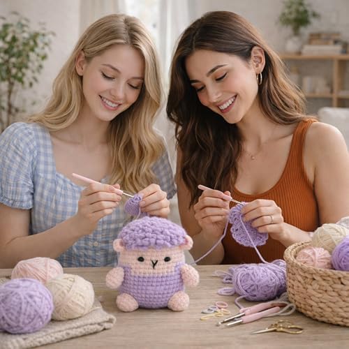 HOUSE CREATIVITY Crochet Kit for Beginners, Make a Fluffy Sheep, Amigurumi Crochet Kit with Video Tutorial, Complete Set with Yarn, Hook & Stuffing, Cozy Stress Relief Gift for Adults & Kids - Image 6