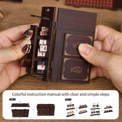 DIY Miniature House Kit, Mini House Building Kit, DIY Book Nook Kit, Tiny Model House for Adults to Build, Beginner 3D Wooden Book Nook, for Family Friends (Sweet Chapter) - Image 3