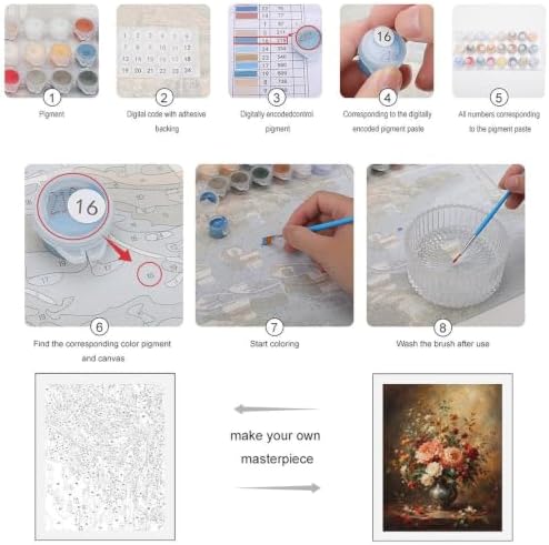 Bozfoxa Paint by Numbers Kit for Adults Beginner Autumn Floral Vase - Image 3