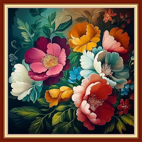 Redxing Stamped Cross Stitch Kits Embroidery kit for Beginners Adults Full Range of Embroidery Patterns Starter Kits DIY Printed Cross Stitch Kits Needlepoint Kits 11CT-Magical Flowers 18x18 inchs by RedxingStampedCrossStitchK