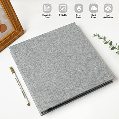 Spbapr Large Photo Album Self Adhesive Linen Cover Magnetic Scrapbook Album DIY Scrap Book 60 Black Sticky Pages for 3x5 4x6 5x7 8x10 Pictures with A Metal Pen - Image 2