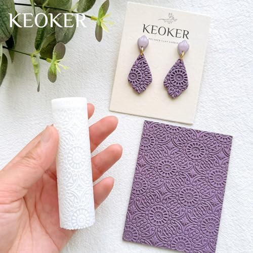 KEOKER Polymer Clay Texture Roller Making Earrings, Like Polymer Clay Texture Sheets, Great Work with Polymer Clay Cutters - Image 2