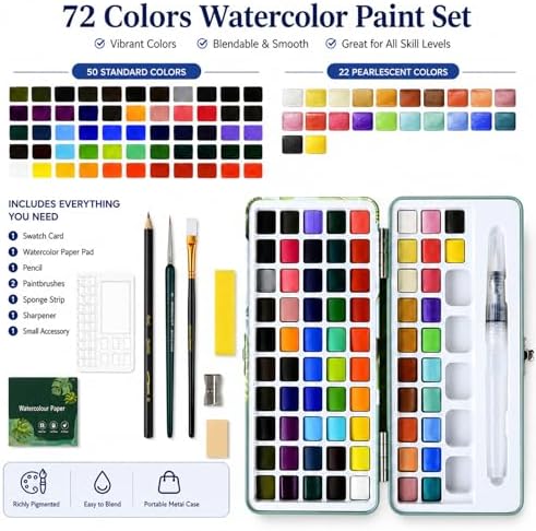 Watercolor Workbook for Adults, Beginners & Teens with 72 Paint Colors - Image 3