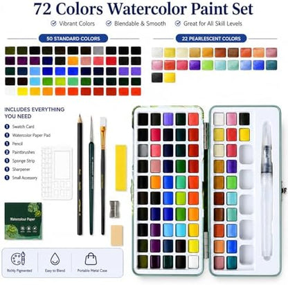 Watercolor Workbook for Adults, Beginners & Teens with 72 Paint Colors - Image 3