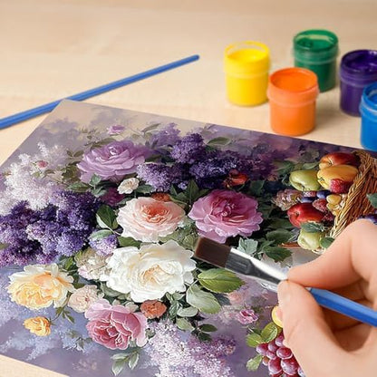 Still Life with Fruits and Flowers Paint by Numbers Kits for Adults, Paint by Number Beginner, Flower, Canvas Painting by Numbers for Adults, Easy Oil Painting Kits for Gifts Home Decor 16x20 Inch - Image 2