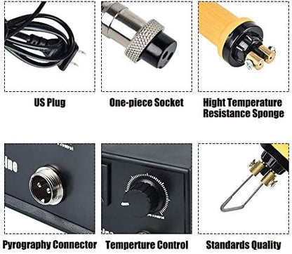 Wood Burning Kit 110V 60W Crafts Gourd Wood Burning Tools Multifunction Pyrography Machine Heating Kit Temperature Control Wood Burner Tool 20 Tips (Dual Port+Digital Display, Black) - Image 3