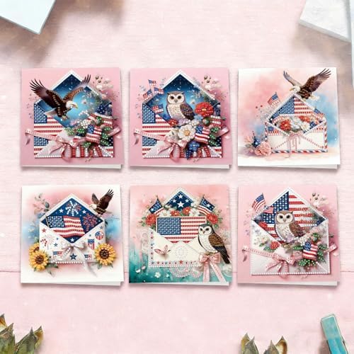 6Pcs Greeting Card DIY Diamond Art Painting Greeting Cards Special Shaped Holiday Blessing Folding Card Kit with Envelopes Arts Crafts for Birthday Festival-Envelope02 - Image 5