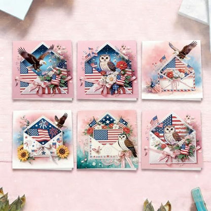 6Pcs Greeting Card DIY Diamond Art Painting Greeting Cards Special Shaped Holiday Blessing Folding Card Kit with Envelopes Arts Crafts for Birthday Festival-Envelope02 - Image 5