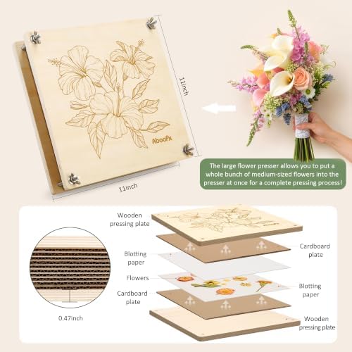 Aboofx Wooden Flower Pressing Kit, 11x11 Inch 10 Layers for Pressed Flowers - Image 4