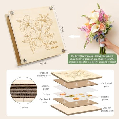 Aboofx Wooden Flower Pressing Kit, 11x11 Inch 10 Layers for Pressed Flowers - Image 4