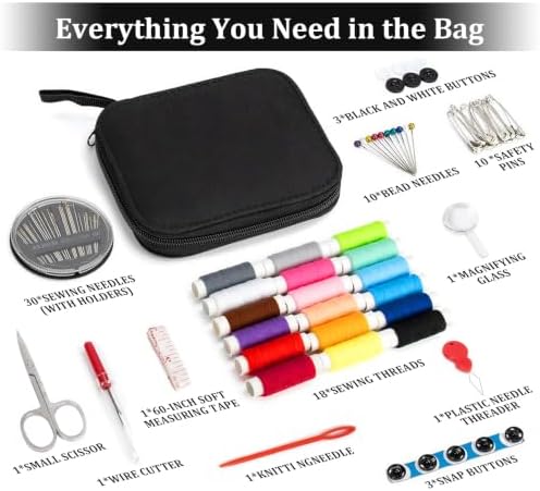 StiVerse 130 Pcs Mini Sewing Kit for Adults, Needle and Thread Kit - Image 3