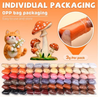 Mayboos 72 Pcs 7.6 oz Needle Felting Wool, 24 Colors Wool Roving - Image 2