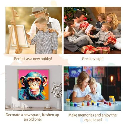 Artunion Framed Paint by Numbers Kit for Adults Beginners & Kids Ages 8-12,Colorful Monkey Paint by Number with Frame,Animals Paint by Numbers Kit on Canvas 10 * 10 Inch Without Easel - Image 7