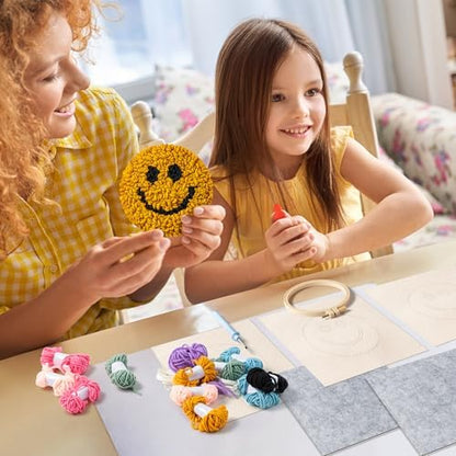 FoszaSzept Smile Punch Needle Coaster Kit, 22Pcs Embroidery Needle Coasters Crafts for Beginners, Easy DIY Mug Tufted Making Set with 6 Patterns Hoop Self Adhesive Felt Cloth Threading Device Gifts - Image 5