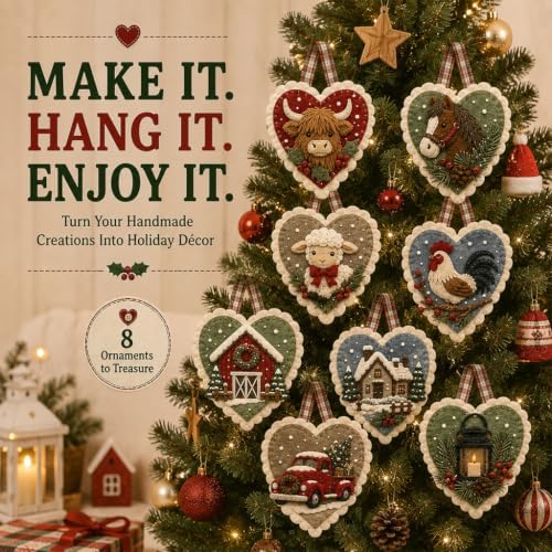 Winter Birds Pre-Cut Felt Heart Ornament Kit，Farmhouse - Image 5