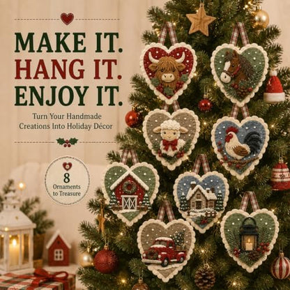 Winter Birds Pre-Cut Felt Heart Ornament Kit，Farmhouse - Image 5