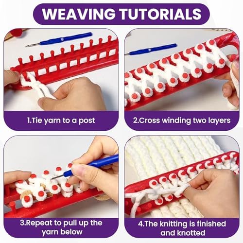 SATUY Rectangle Knitting Looms, 26cm Scarf Loom with Crochet Hook & Needle - Image 6