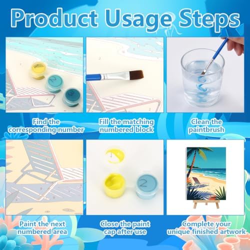 12 Set Paint by Numbers Kit for Adults Beginner with 8x12 In Ocean Painting - Image 5