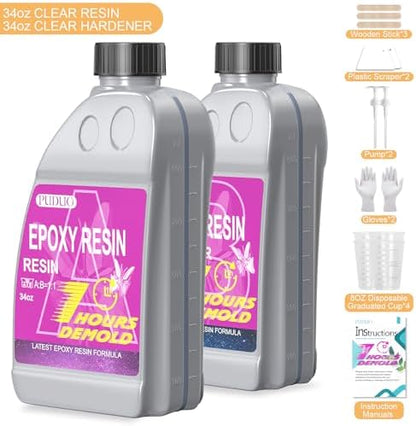 Puduo Fast Cure Epoxy Resin 68OZ, 1 Hour Quick Demold Epoxy Resin Kit - Image 6