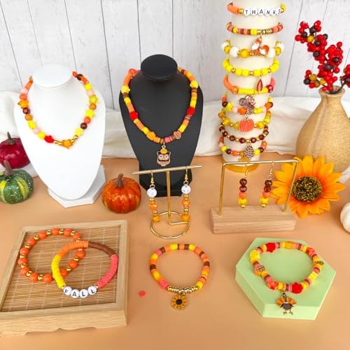 XBYzuzi 1540Pcs Fall Beads for Bracelets Making Kit, Thanksgiving Beads for Bracelets Jewelry Making Orange Assorted Autumn Maple Leaf Pumpkin Clay Bead Turkey Charms for Necklace Earrings DIY Crafts - Image 2