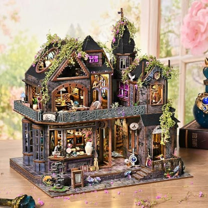 DIY Miniature House Kit, Dollhouse Magic City Gothic Witch House Touch Sensor for Adults to Build, Birthday/Christmas Day Gift for Family and Friends, Prefab Tiny Home with LED Lights,Magic Castle - Image 2