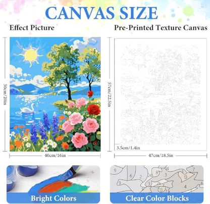 ZRIZQ Paint by Numbers Kit for Adults Beginner,Summer Landscape,16x20 - Image 2