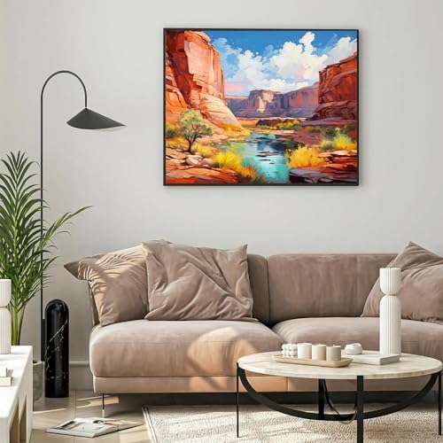 Natuyalo Paint by Numbers for Adults Beginner, Grand Canyon Acrylic Easy Paint by Numbers Kits Natural Landscape Craft Kits for Adults Suitable for Home Wall Decoration Flameless 16x20 Inch - Image 3