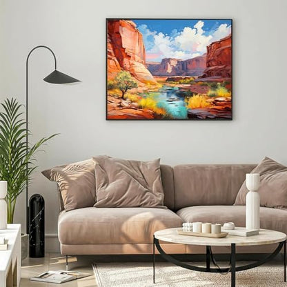 Natuyalo Paint by Numbers for Adults Beginner, Grand Canyon Acrylic Easy Paint by Numbers Kits Natural Landscape Craft Kits for Adults Suitable for Home Wall Decoration Flameless 16x20 Inch - Image 3