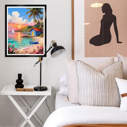 MIRCVSH Scenery Paint by Numbers Kit for Adults Beginner,Beach Cottage Landscape Paint by Number Kits on Canvas,DIY Unframed Acrylic Watercolor Painting by Number for Home Decor Gift 16x20 Inch. - Image 5