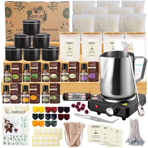 FAIRYELF Soy Candle Making Kit for Adults & Hot Plate, DIY Starter Supplies by FAIRYELF