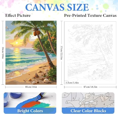 ZRIZQ Beach Paint by Numbers Kit for Adults Beginner,Landscape,16x20 - Image 2