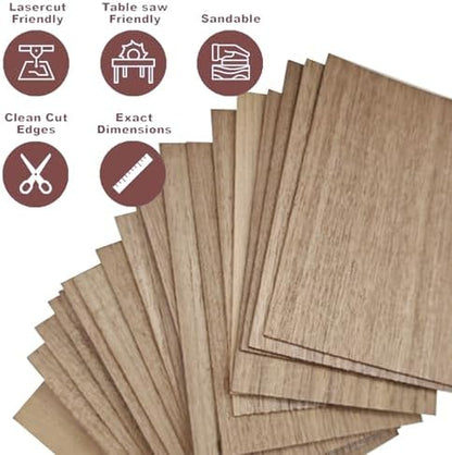 MUXGOA 20 Pcs Walnut Wood Sheets,Unfinished Thin Lumber Solid Wood for Crafts Making & DIY Projects &Woodworking(150x100x2mm) - Image 4