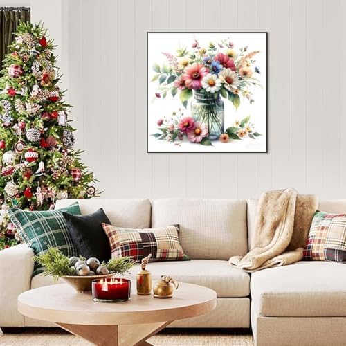 TCDZMYGS Stamped Cross Stitch Kits for Beginners,Vase Flowers 14x14in - Image 3