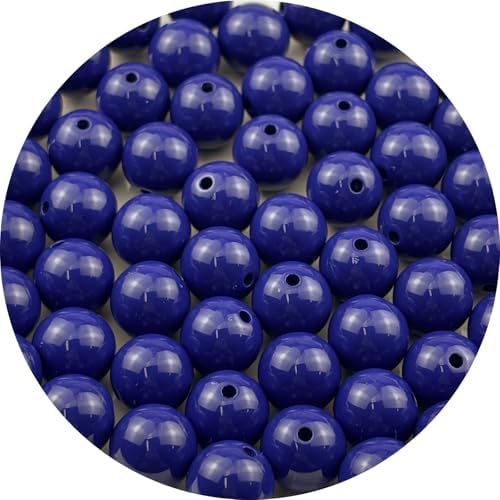 60pcs Acrylic Round Beads for Crafts 14mm Resin Candy Color Spacer Beads with Hole for Jewelry Making Sewing Crafts Decoration Necklaces Bracelets Earrings Supplies(Dark Sapphire Blue) by Unknown