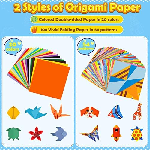 308 Sheets Origami Paper Kit for Kids Ages 5-8 8-12 with Instructional Book - Image 3