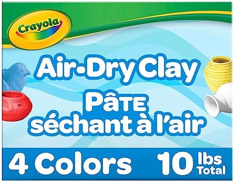 Crayola Air Dry Clay, Classic Colors, Bulk (4) Set of 2.5 lb. Resealable Buckets, Modeling Clay Alternative for Kids by Crayola