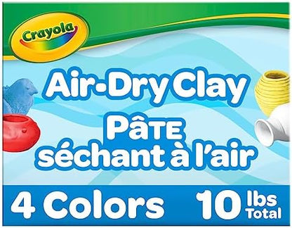 Crayola Air Dry Clay, Classic Colors, Bulk (4) Set of 2.5 lb. Resealable Buckets, Modeling Clay Alternative for Kids by Crayola