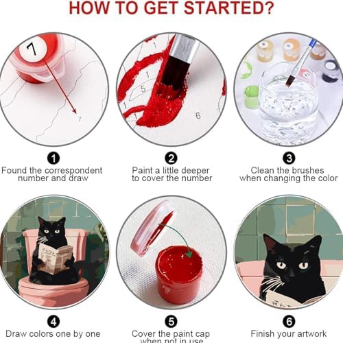 KICHANG Black Cat Paint by Numbers Kit for Adults Beginner (Without Frame) - Image 6